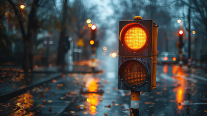 traffic light in the street created with Generative AI technology