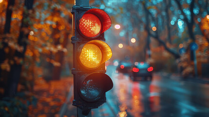 traffic light in the street created with Generative AI technology