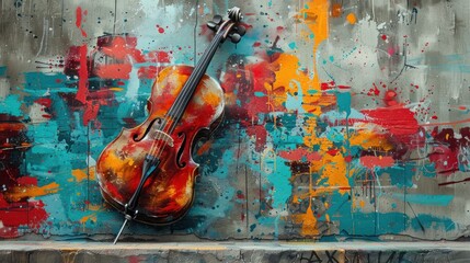 Cello on a Colorful Wall
