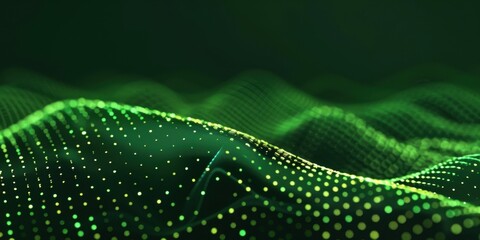 Obraz premium green background with gradient dots, smooth curves and curved lines Generative AI