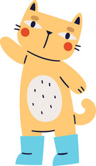 Hand Drawn Waving Cat