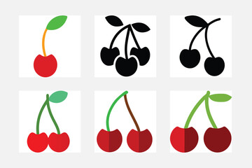 set of cherries silhouette 