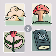 cute stickers set, hand drawn