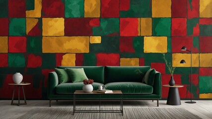 abstract color palette wallpaper with ruby red mustard background