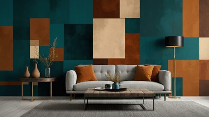 abstract color palette wallpaper with deep teal burnt background