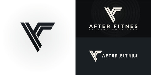 Abstract initial triangle letter AF or FA logo in black color isolated on multiple background colors. The logo is suitable for fitness business logo vector design illustration inspiration templates.