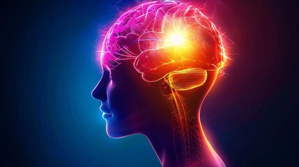 Fototapeta premium Glowing human brain, representing intelligence and thought.