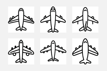 set of silhouettes of Airplanes 