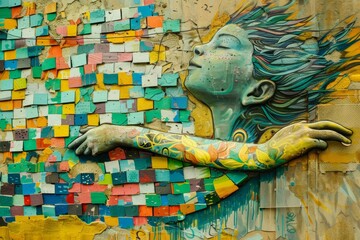 Vibrant and colorful street art  playful creations in urban settings for delightful surprises