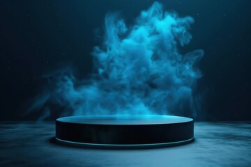 A mystical podium that pulses with vibrant energy, enabling speakers to engage with the audience through virtual avatars and ethereal visuals with copy space, high tech