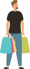 Young man is holding shopping bags after a successful shopping trip