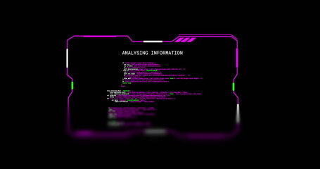 Image of analysing information of text data file on black background