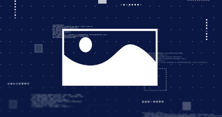 Image of ai text and data processing over blue background