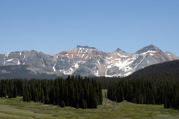 Fototapeta premium Colorful mountain seen from Colorado’s San Juan Scenic and Historic Skyway in June