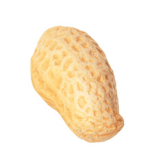 One fresh unpeeled peanut isolated on white