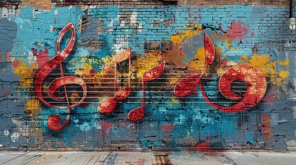 Fototapeta premium Musical Graffiti on Brick Wall