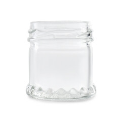 One empty glass jar isolated on white