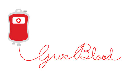 Blood transfusion flow shaped give blood word suitable for blood donation poster campaign	