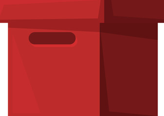 Illustration featuring a red cardboard box with a handle cut out on its side, useful for safekeeping and transport