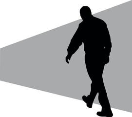 Hombre caminando al horizonte con pared gris