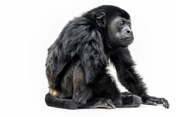 Fototapeta premium the beside view of a Howler Monkey, left side view, isolated on white background