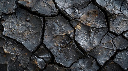 Cracked Black Surface with Golden Specks