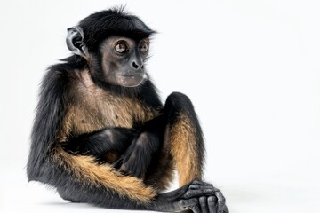 Fototapeta premium the beside view of a Spider Monkey, left side view, isolated on white background