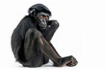 Fototapeta premium the beside view of a Spider Monkey, left side view, isolated on white background