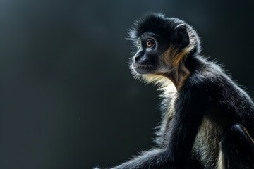 Obraz premium the beside view Spider Monkey, left side view, isolated on black background 