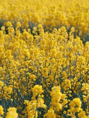 Obraz premium A sunny day scene with a field of bright yellow flowers, perfect for use as a background or to represent growth and happiness