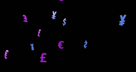 Image of currency symbols on black background