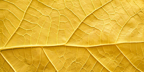 Obraz premium Close-up of a yellow leaf showing intricate vein patterns, showcasing nature's delicate structures and autumn colors.