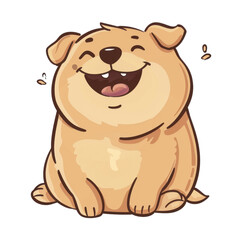 Fototapeta premium Cute cartoon dog sitting happily with a big smile, perfect for joyful and playful content. Isolated on transparent background.
