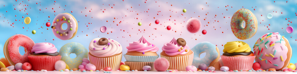 multi colored sweet cupcake banner