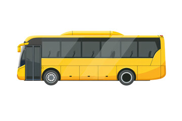 Yellow bus illustration in vector format. Ideal for educational materials, transport-related graphics, and design projects. Isolated on transparent background.