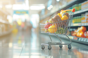 shopping cart in supermarket