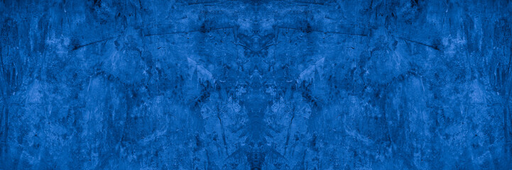 Old wall pattern texture cement blue dark abstract  blue color design are light with black gradient background.