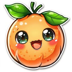 Obraz premium cute clementine sticker, kawaii, functionality stickers, sticker outline, simple background, character, shape
