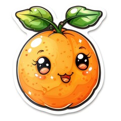 Obraz premium cute orange sticker, kawaii, functionality stickers, sticker outline, simple background, character, shape