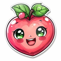 Obraz premium cute peach sticker, kawaii, functionality stickers, sticker outline, simple background, character, shape