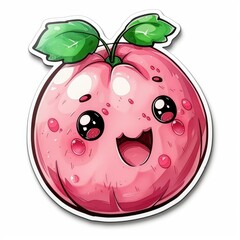 Obraz premium cute plum sticker, kawaii, functionality stickers, sticker outline, simple background, character, shape