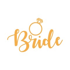 Bride typography design on plain white transparent isolated background for card, shirt, hoodie, sweatshirt, apparel, tag, mug, icon, poster or badge