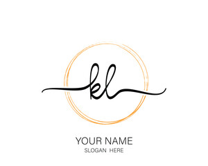 KL initial signature logo ,handwriting signature logo design template