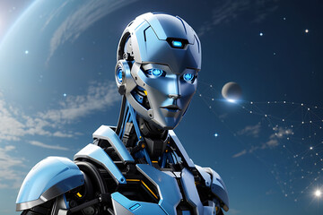 Robot humanoid. Futuristic prototype - Technologycal and digital innovation