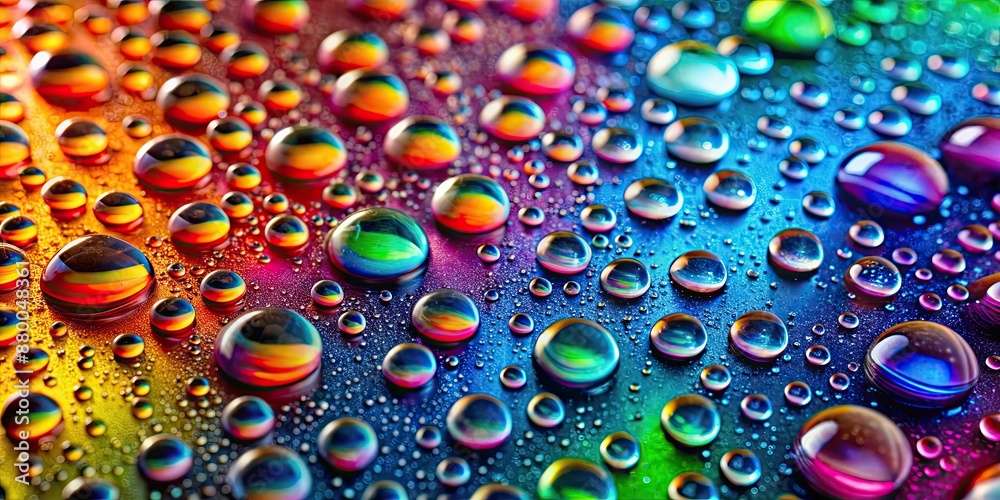 Canvas Prints Multicolour water drops on the surface, rainbow, vibrant, colorful, liquid, abstract, splash, reflection,macro, close-up