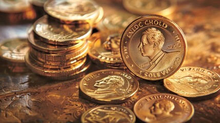 Gold coins and bars serve as tangible assets in investment portfolios.
