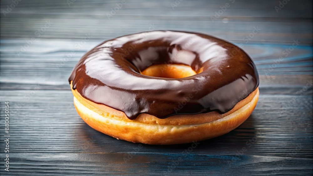 Poster Delicious donut with rich chocolate glaze , sweet, dessert, bakery, snack, treat, pastry, indulgent, tasty, sugary, circular