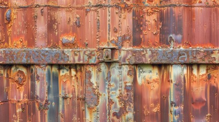 Rust on container wall with extensive oxidation