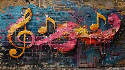 Musical Graffiti on Brick Wall