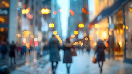 Blurred Lights and Bustling Shoppers on Chicago's Iconic Magnificent Mile